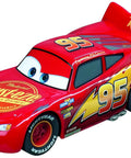 Disney Pixar Cars Neon Nights Electric Slot Car Racing Set With 2 Controllers And 2 Cars In 1 To 43 Scale, red Lightning McQueen car