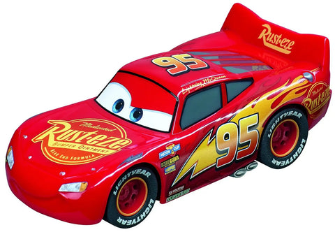 Disney Pixar Cars Neon Nights Electric Slot Car Racing Set With 2 Controllers And 2 Cars In 1 To 43 Scale, red Lightning McQueen car