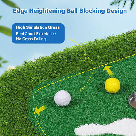 Floating Golf Green For Pool 47 By 24 Inches With Ball Retriever And Anti Drift Ropes showing realistic grass texture