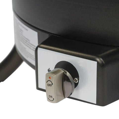 Close-up of control knob on Portable Propane Fire Pit 19 Inch Round For Patio With 55,000 BTU Heat And Ambience