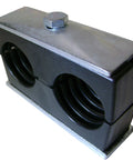 Twin Series Pipe Clamp For Weld Mounting, 1 Inch Pipe Size, Polypropylene Body With Zinc Plated Steel Hardware, side view