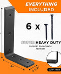 10 Inch Heavy Duty Steel Shelf Brackets Two Pack For Granite And Wood Countertops Black Wall Mounted Floating Shelf Supports