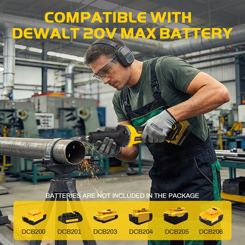 Heavy Duty Brushless Die Grinder Cordless Power Tool With One Quarter Inch Chuck For Pro Shops in use, cutting metal pipe.