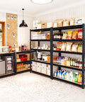 72 Inch Heavy Duty Metal Storage Shelves Rack Set featuring various items in a home garage setting