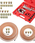 25ft Brake Line Kit With One Quarter Inch And Three Sixteenths Inch Lines Flare Tool Set 32 Inverted Fittings Copper Plated Repair Lines