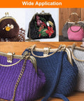 Metal Purse Frame Set Six Pcs With Vintage Arch Kiss Lock Clasp Embossed Silver Tone on crocheted handbags and purses