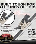 Endless Ratchet Straps No Hooks 1 Inch By 4 Foot Easy Grip Light Duty Built Tough 400 Lb Working Load Limit 1200 Lb Breaking Strength