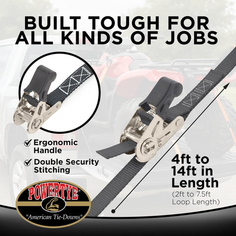 Endless Ratchet Straps No Hooks 1 Inch By 4 Foot Easy Grip Light Duty Built Tough 400 Lb Working Load Limit 1200 Lb Breaking Strength