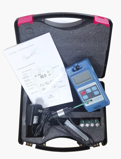 Digital Gaussmeter Tesla Meter 0 To 2000 MilliTesla Range with manual and accessories in carrying case