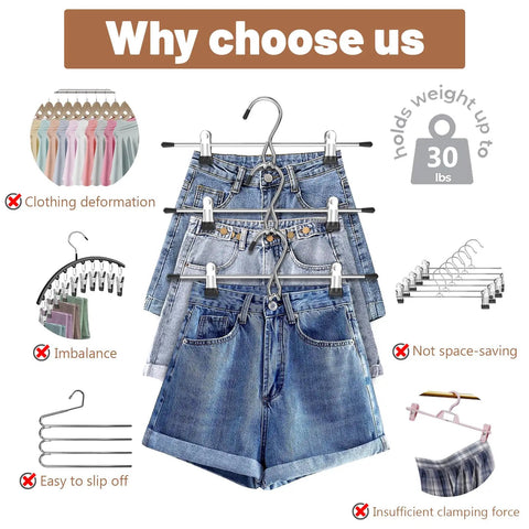 Keep Your Closet Crisp With These Space Saving Stackable Pants And Skirt Hangers Featuring Grippy Clips And Built In Hooks Straight Up Essential For Dorms Or Apartments The 8 Pack Is A Total Game Changer