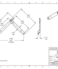 Blueprint showing Two Pack 7 Inch Steel Folding Lid Stay Supports With Nickel Plated Arms, 3.25 Inch Each, Locking Extension, Half Inch Offset.