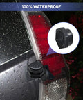 NMO Antenna Mount Cap With O Ring Seal Dust All Weather Rain Cover 2 Pack protects unused base, shown on vehicle during rain