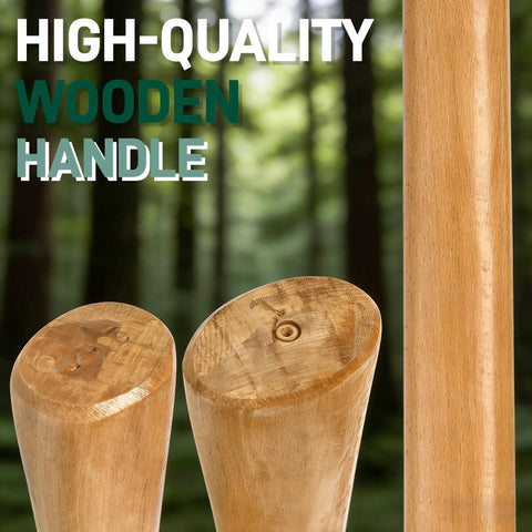 Two Pack 35 Inch Wooden Axe Handle Replacement with Oval Eye Long Curved Replaceable Handle for Pickaxe Axe Hammer Mattock Heads