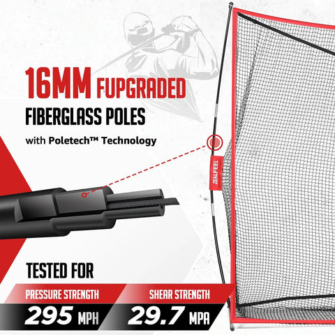16mm fiberglass poles of 10x7ft Golf Net With Chipping Mat And Silk Target, foldable practice net components image