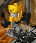 Dust Collection Adapter For DWP611 Compact Router And DNP616 Plunge Base Routers, transparent adapter installed