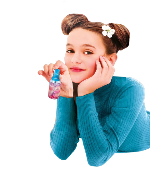Perfume Lab Kit For Kids Ages Eight And Up With Cosmetic Chemistry Lab And Makeup Making Set For Girls Real Scent Experiments And Cream Formulation Fun STEM Toy, girl holding perfume bottle