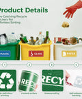 Set Of 6 Recycle Sign Stickers For Trash Bins Self Adhesive Waterproof Labels Ideal For Home Office School Hotel Apartment And Public Areas With Clear Color Coding For Paper Glass Plastic And Cans on recycling bins with gloves.