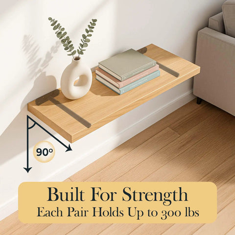 Beefy Ultra Strong Invisible Floating Shelf Brackets 8 Inch 4 Pack Heavy Duty Hidden Shelf Hardware Supports Up To 300 Lbs Kitchen Bathroom Fireplace Living Room Mantels for 8-inch wood shelf