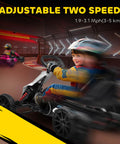 Child riding 12V Electric Go Kart For Kids With Forward And Backward Drive, Adjustable Speed, Smooth All Terrain EVA Wheels, racing track