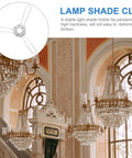 Spring Clip Lamp Shade Bracket Set For DIY Pendant Lights, 3 Fork Metal Holder installed in elegant chandelier setting