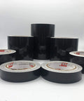 Straight Up Black Engineer Grade Reflective Tape That Goes Hard On Worksite Safety For Pipes And Bollards Smooth Flat Or Round Surfaces With Peel Off Acrylic Backing rolls arranged on display.