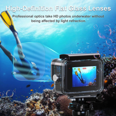 Waterproof Housing For GoPro Hero 13 12 11 10 9 Black Ultra Rugged IP68 Case displaying underwater camera use with diver