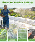 Lightweight Reusable Garden Netting Pest Barrier 10x50 Ft Insect Mesh Pro Grade installed over plants in a field.