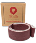 2 X 42 Inch Flexible Aluminum Oxide Sanding Belts Set in packaging with red label for woodworking and metal working, 6 pack assortment