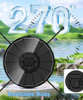 Dope Solar Powered Glass Fountain Pump With 2000mAh Battery featuring 270 Degree Rotating Rods in scenic pond setting