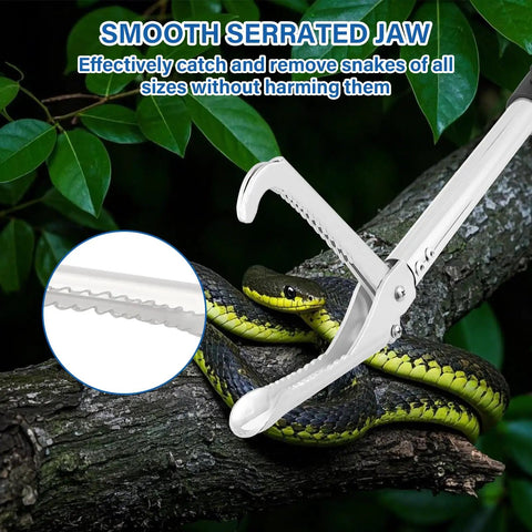 55 Inch Long Reach Snake Grabber Tool With Stainless Steel Tongs And Foam Sponge Handle Heavy Duty Reptile Catcher For Rattlesnakes Safe Distance Easy One Hand Use
