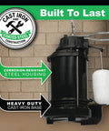One Third HP Submersible Sump Pump With Cast Iron And Stainless Steel Housing, Integrated Vertical Float Switch