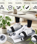 Two Pairs Bike Pedal Straps For Elliptical And Fixed Gear Machines, Leg Exerciser Traction Straps in use on white exercise pedals