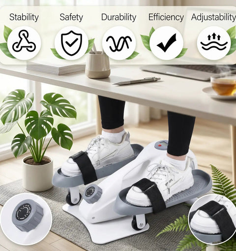 Two Pairs Bike Pedal Straps For Elliptical And Fixed Gear Machines, Leg Exerciser Traction Straps in use on white exercise pedals