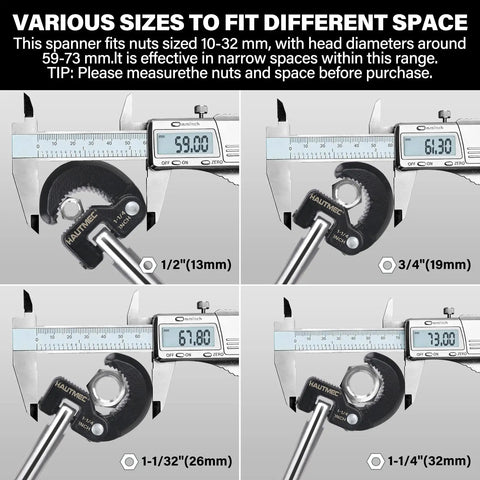 Adjustable Basin Wrench For Tight Spaces With Self Adjusting Gripping Jaws The Handy Faucet Nut Tool measurement view
