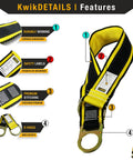 All In One Safety Lanyard Kit With Harness And Anchor For Fall Protection External Shock Absorber, features labels and D-rings