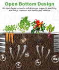 Cutaway view of Backyard Ready Galvanized Raised Garden Bed For Outdoor Use With Oval Planter Box 4 By 2 By 1 Ft showing open bottom design.