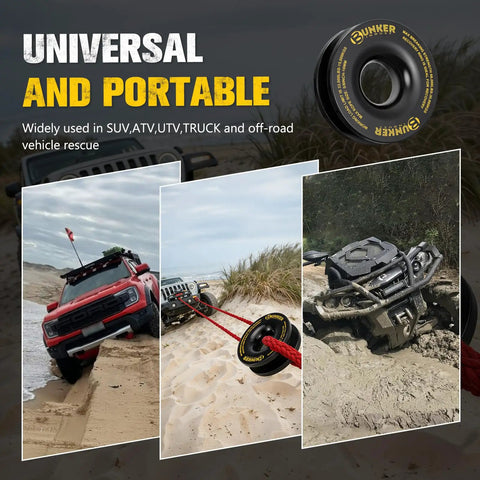 Heavy Duty Recovery Ring For Off Road Winching 66,000 Lbs Break Strength And 33,000 Lbs Working Load Limit, Works With Synthetic Rope And Soft Shackle, Universal Recovery Gear For SUV UTV ATV And Truck on sand