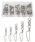 Ball Bearing Fishing Swivels Snaps 34 Piece Box Heavy Duty Saltwater Barrel Swivels Quick Change Lure Clips Tackle Set For Redfish And Striped Bass Prevent Line Twist And Knotting On Casting And Trolling Rigs, 5 sizes