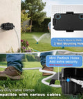 IP55 Weatherproof Outdoor Electrical Box With Detachable Awning Covers, Rugged Cord Cover installed on wall in garden, black