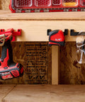 Rugged Tape Measure Holder For Garage Organization, Keeps Tools Handy On Ladder Or Workbench, tool hook installed on workbench.
