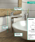 10 Inch Tall Chrome Single Handle Bathroom Sink Faucet Low Flow 1.2 GPM Water Saving With Easy Install Aerator Ceramic Cartridge Pop Up Drain Included installed on a countertop sink.