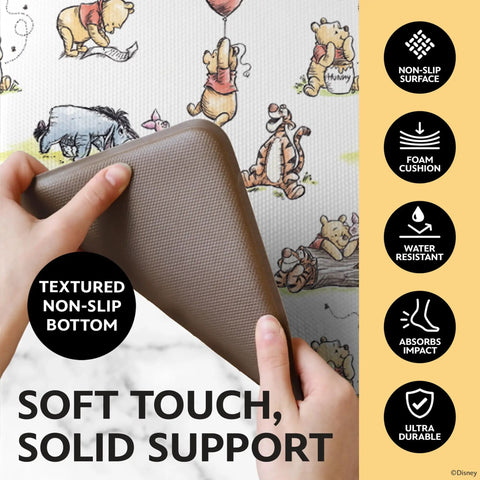 Hands holding Mickey Mouse Minnie Mouse Stitch Winnie The Pooh Totally Anti Fatigue Kitchen Mats With Non Slip Backing PVC