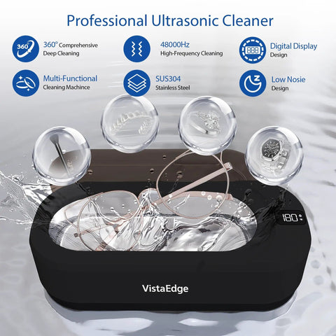 Pro Grade Ultrasonic Cleaner For Jewelry And Glasses With 48KHz Frequency 350ml Stainless Steel Tank Digital Touch Display