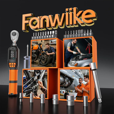 Digital Torque Wrench With LCD Display And Buzzer 0.44 To 8.8 Ft Lb Or 0.6 To 12 Nm One Quarter Inch Drive Pro Grade Tool showcase with bit set and usage examples.