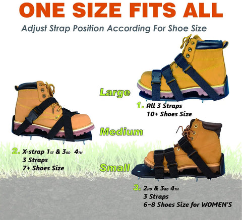 Gunite Epoxy Floor Spiked Shoes With Three Quarter Inch Short Spikes, Pro Grade Traction Gear for adjusting strap position.