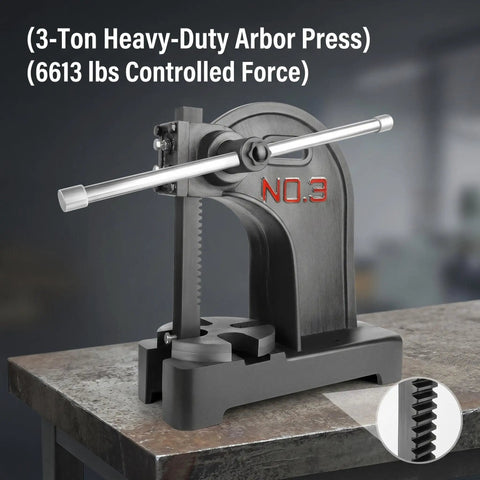 Heavy Duty Cast Iron Manual Shop Press For Button Making And Id Card Punching With Pre Drilled Bench Base And Simple Lever Action Pretty Dang Reliable Workshop Essential