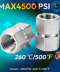3/8 x 3/8 NPT Hex Coupling Double Female Pipe Fitting, 304 Stainless Steel, Beefy 4500 PSI, Leak Proof Air Compressor Connector