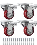 Set of 4 heavy-duty locking caster wheels with brakes, designed for smooth rolling and high load capacity, ideal for moving heavy equipment.