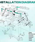Installation diagram of Club Car Golf Cart Steering Kit With Tie Rod Ball Joints And Rack Pinion Drag Link For DS Turf Carryall Villager 1984 To 2008 Gas And Electric Carts Not For 2009 And Up