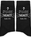 These Hilarious And Comfy Awesome Engineer Socks Are The Perfect Funny Gift Idea For Any Engineer Dude Or Dudette White text black socks